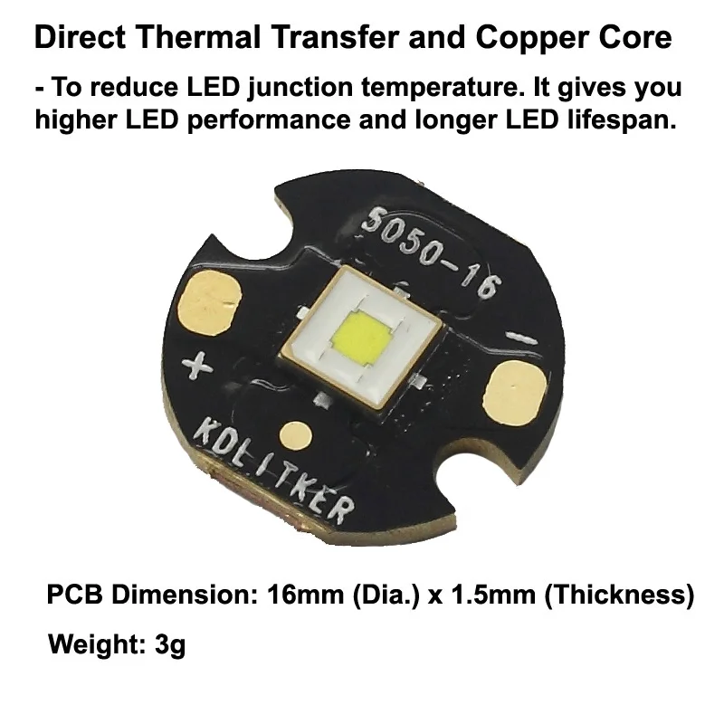 Luminus SFT-40 Long Range High Power SMD 5050 LED on KDLITKER DTP Copper MCPCB Flashlight DIY