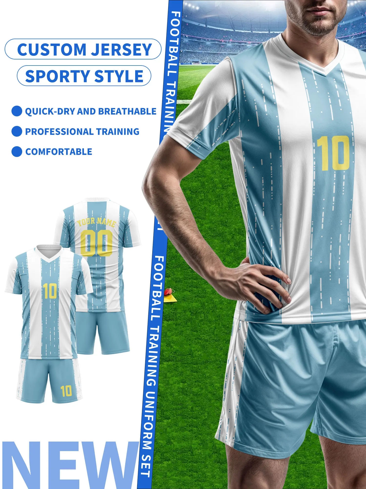 

Создайте свой собственный футбольный джерси | Индивидуальное имя и номер | Дышащая футболка для тренировок по футболу, мягкая ткань для футбольной формы