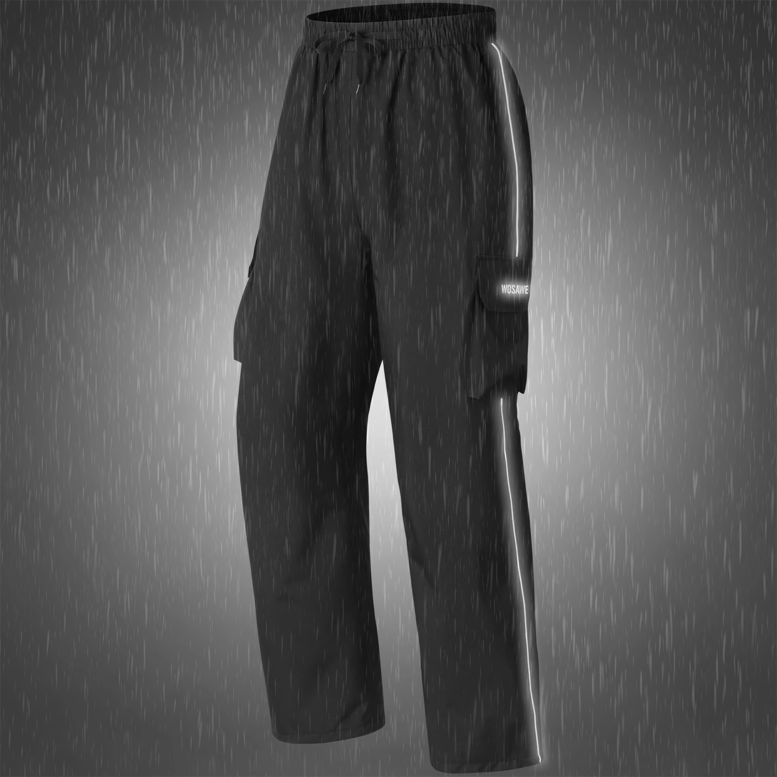 WOSAWE Men's Women's Waterproof Rain Pants Windproof Hiking Pant Fishing Motorcycle Outdoor Rain Gear Reflective Strips S-3XL