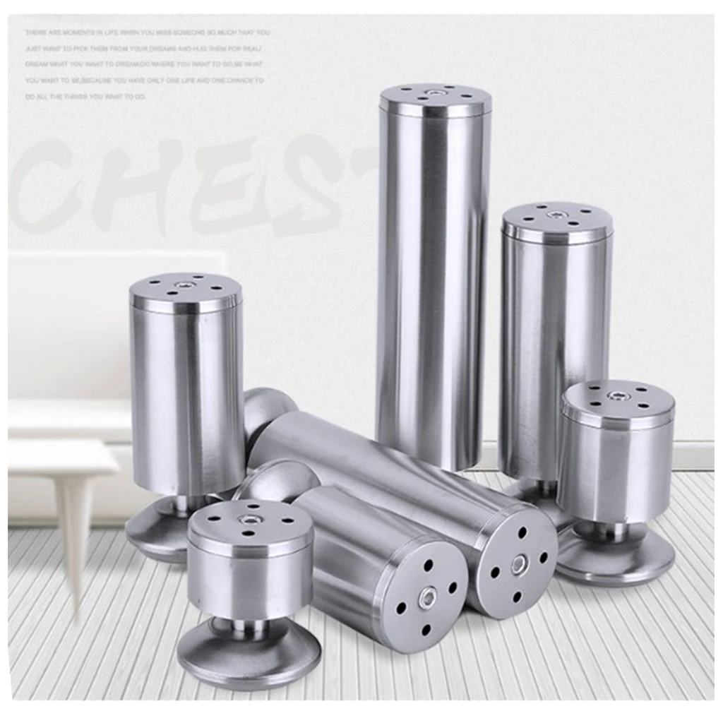 4Pcs Adjustable Stainless Steel Sofa Legs Replacement Furniture Feets Replacace Chair Table Desk Cabinet Leg , 6/8/10/12/15/18cm