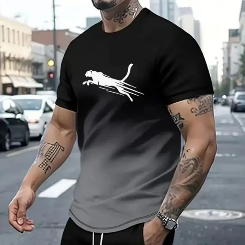 

2025 Fashion Men T Shirt Letter Print Pattern Casual Street Fitness T Shirts Summer Trendy High Quality Vintage Brand Tops Tees