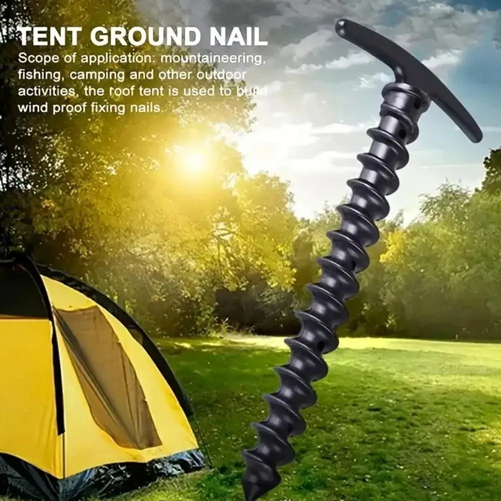 T-shaped Tent Stakes 10pcs Heavy Duty Plastic Tent Stakes T-shaped Canopy Pegs Windproof Spiral Ground Anchors for Outdoor