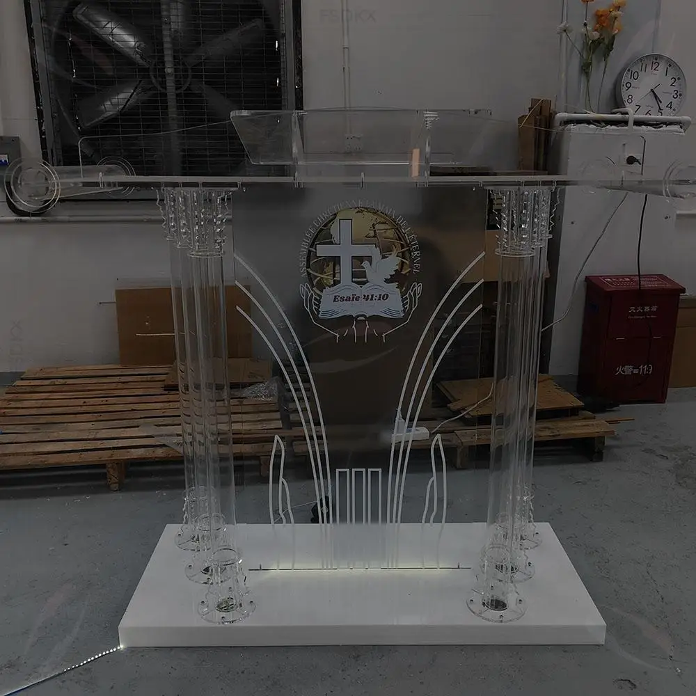 

FSDKX большой размер современный акриловый подиум прозрачный лекционный стол хост для школы супермаркет отель светящийся свадебный стол MC