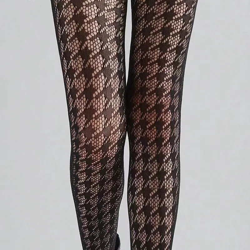 1 Piece Women\'S Sexy Fashion Trend Thousand Bird Check Fishnet Pantyhose