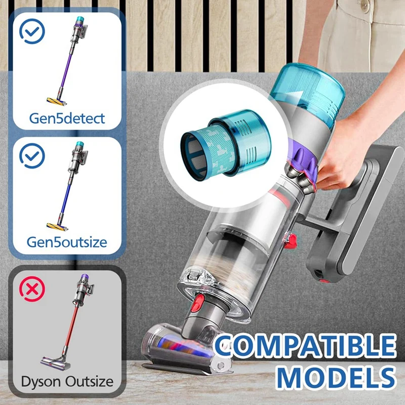 5PCS For Dyson Gen5 Detect / Outsize Vacuum Cleaner Rear Filter Spare Parts Replacement Attachment With Cleaning Brush