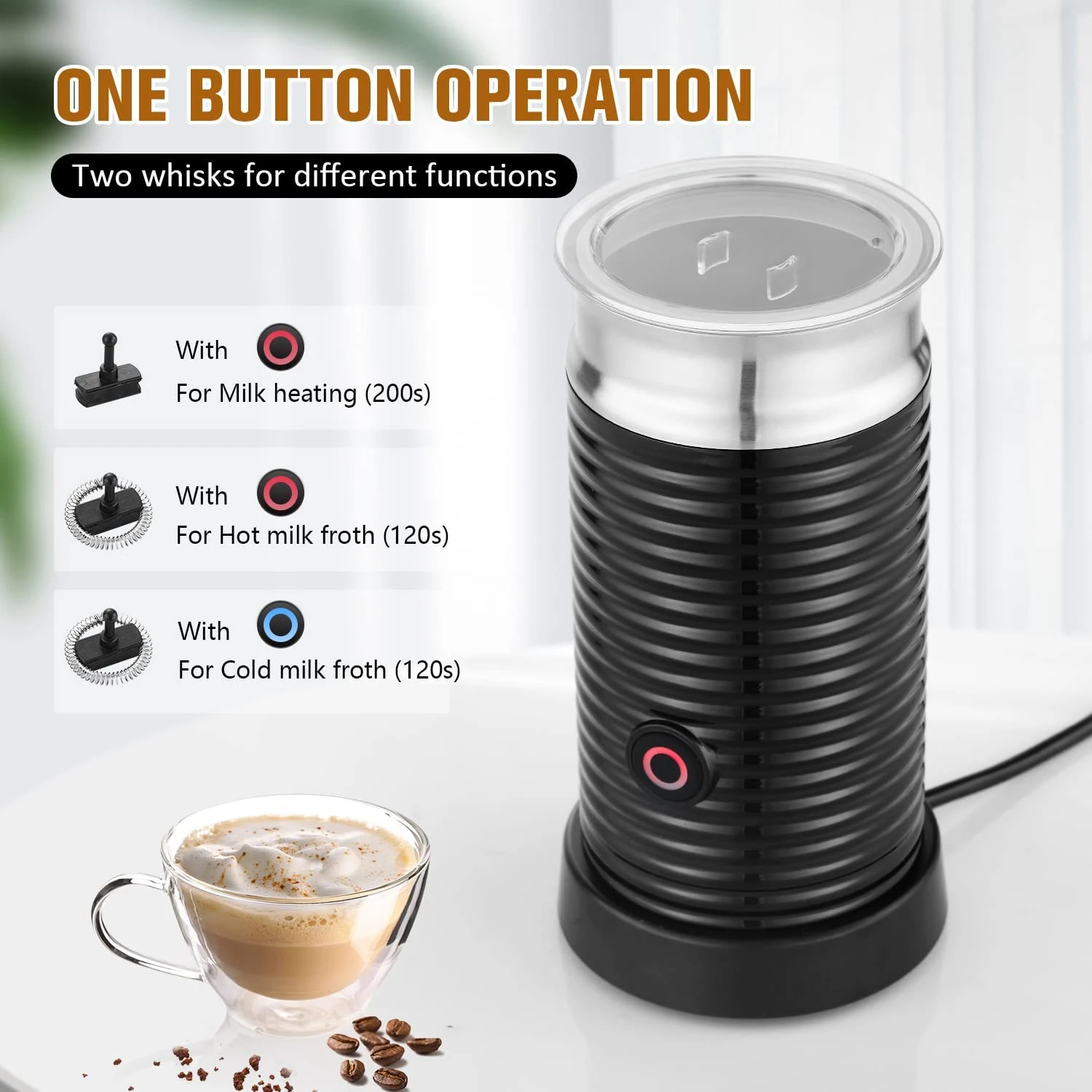 2025 Новый модернизированный полностью автоматический вспениватель молока для домашнего использования, вспениватель молока для горячего и холодного кофе, электрический вспениватель молока