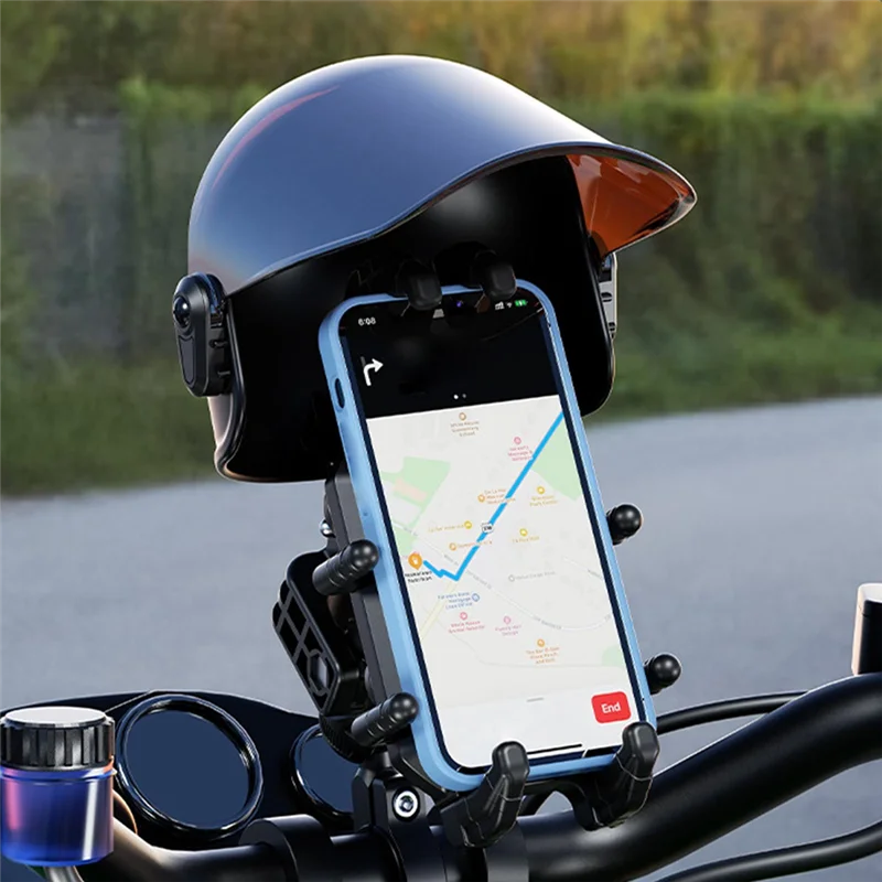 

Rainproof Sunshade Visor Helmet Phone Holder Adjustable Motorcycle Handlebar Increase Safety