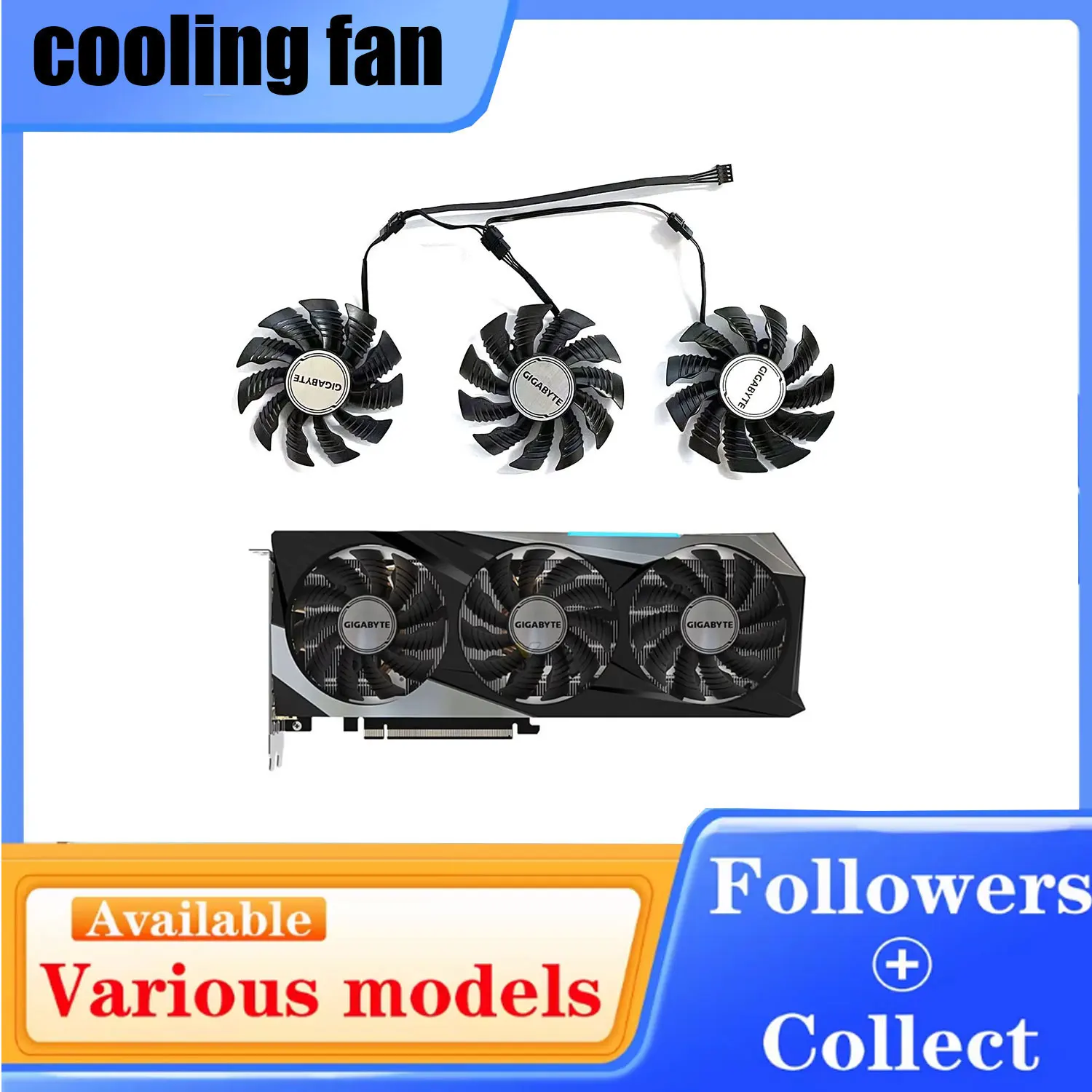 Cooling fan 82MM 4PIN PLA09215S12HH T129215BU suitable for Gigabyte RTX3070 RX 6900XT 6800XT 6800 graphics card