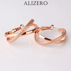 ALIZERO 925 Sterling Silver Matte Gold/Rose Gold Earrings For Women Lady Jewelry Fashion Gorgeous Jewelry Wedding Party Gift