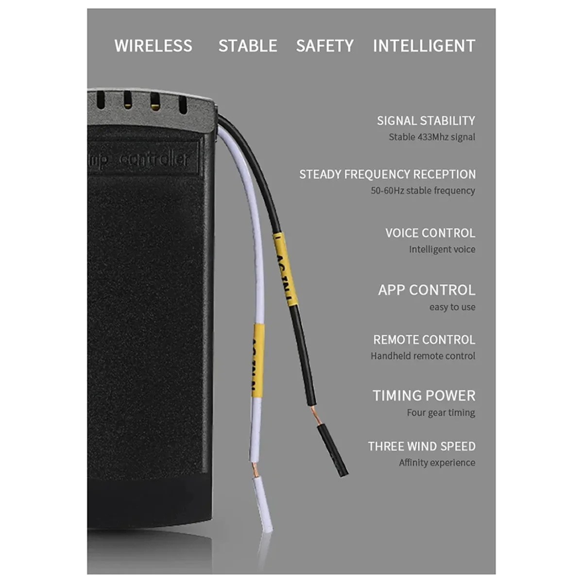 インテリジェントシーリングファンライト,wifi,リモコンキット,アプリ制御,調整可能な風速,ファンレシーバー,スマートホーム