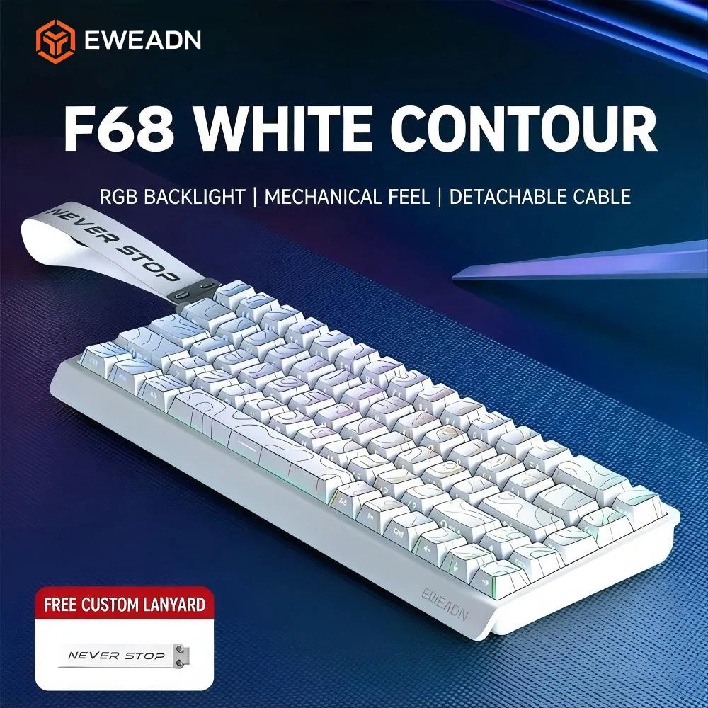 EWEADN F61/F68 Wireless Mechanical Keyboard 2.4G Bluetooth Type-C Dedicated Small Portable Bluetooth E-sports Gaming Keyboard