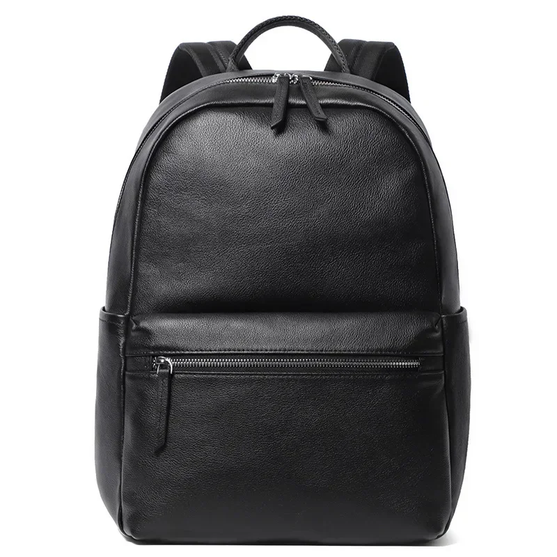 2025 New Business Men Backpack First Layer Cowhide Men's Bag Genuine Leather Schoolbag Large 14 Inch Laptop Travel Backpack