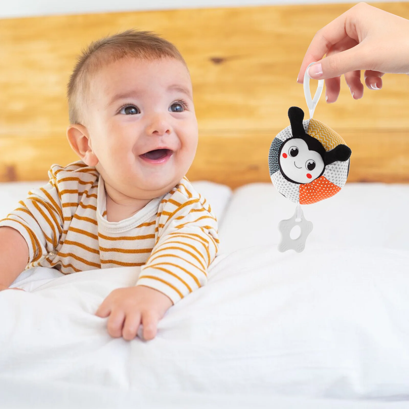 Palla da presa a mano per l'educazione precoce del bambino, tessuto morbido per lo sviluppo sensoriale dei neonati, volte della pancia, sonagli e attività per passeggino