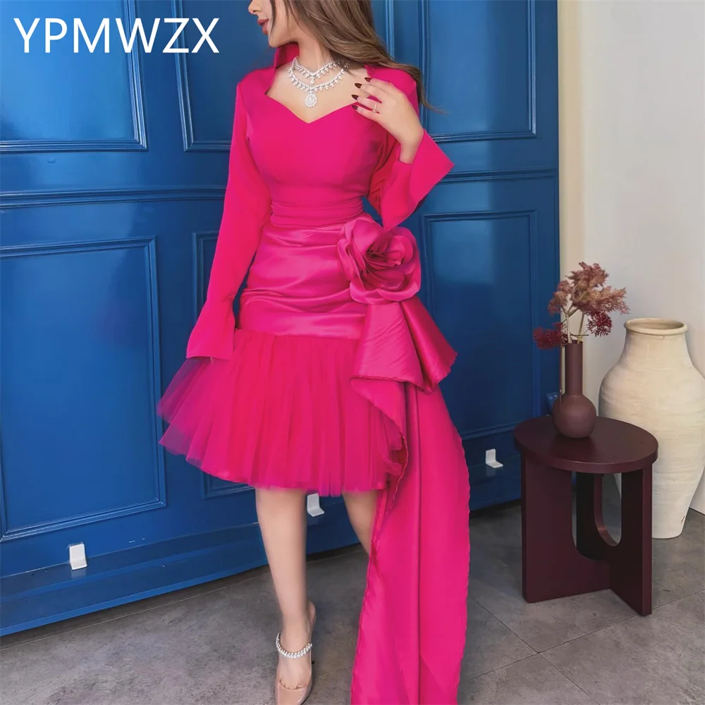 

Customized Prom Gown Evening Women Party Occasion YPMWZX Square Collar A-line Knee Length Skirts Bespoke Dresses Formal