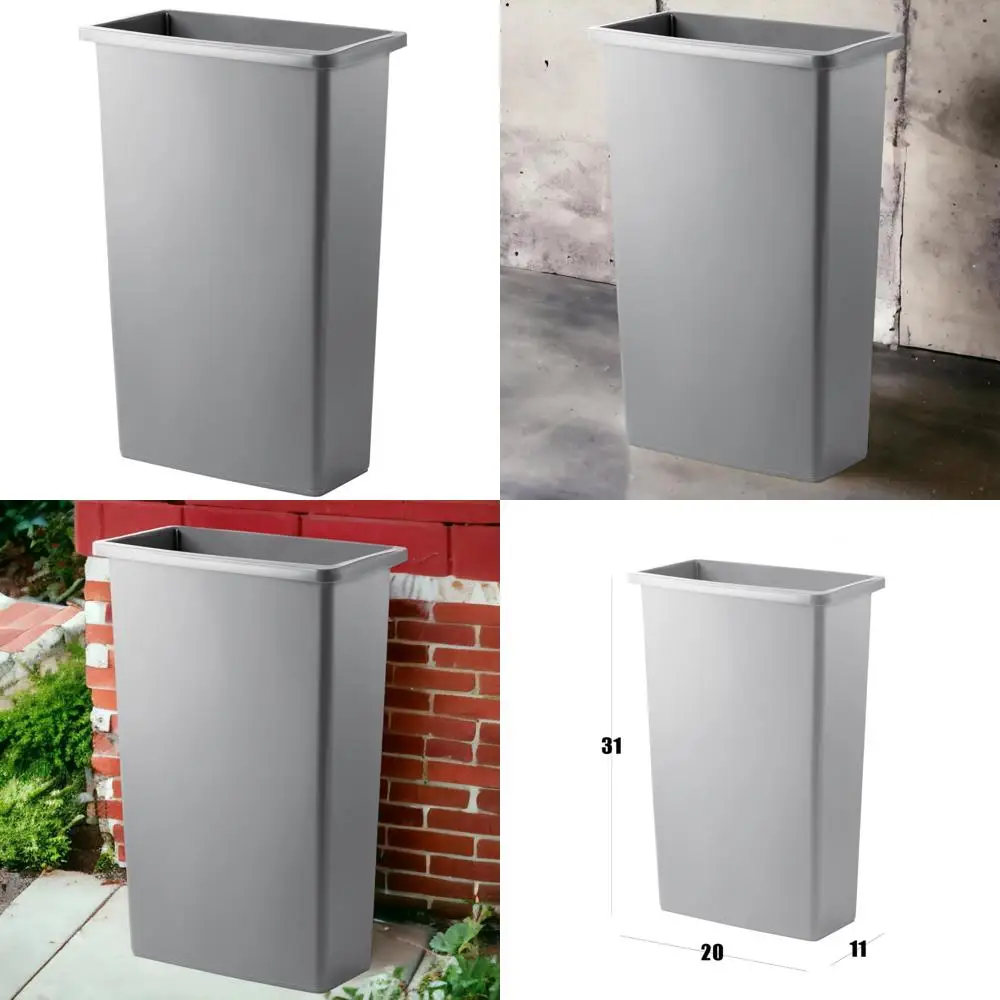 

23-Gallon Grey Slimline Industrial-Grade Plastic Waste Bin for Kitchen and Business Applications
