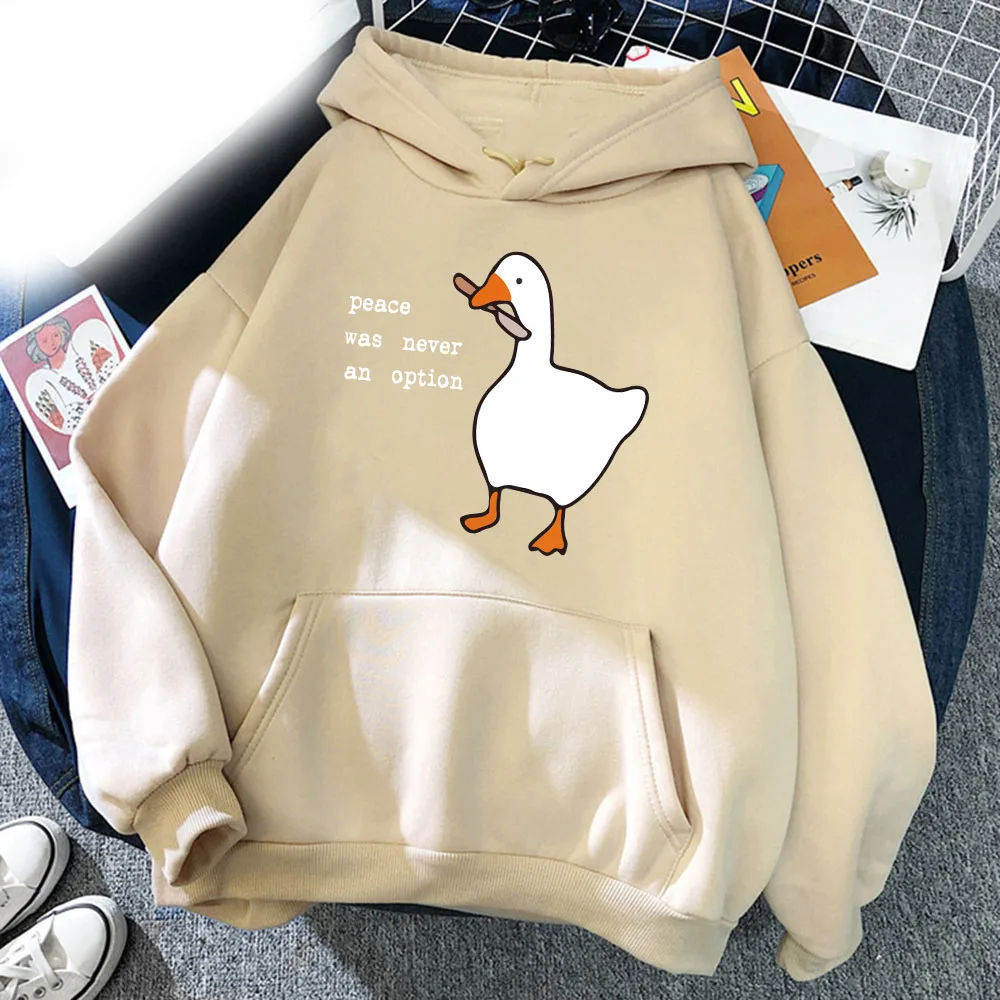 Peace Was Never An Option Goose Print Men's Hoodie Women's Fashion Simple Long sleeved Pullover Street Trend Large Sweatshirt