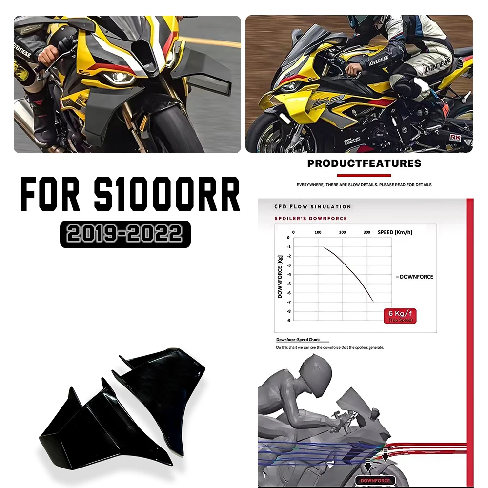 

Motorcycle Universal Aerodynamic Wing Kit Fixed Winglet Fairing For s1000rr 2019 2020 2021 2022