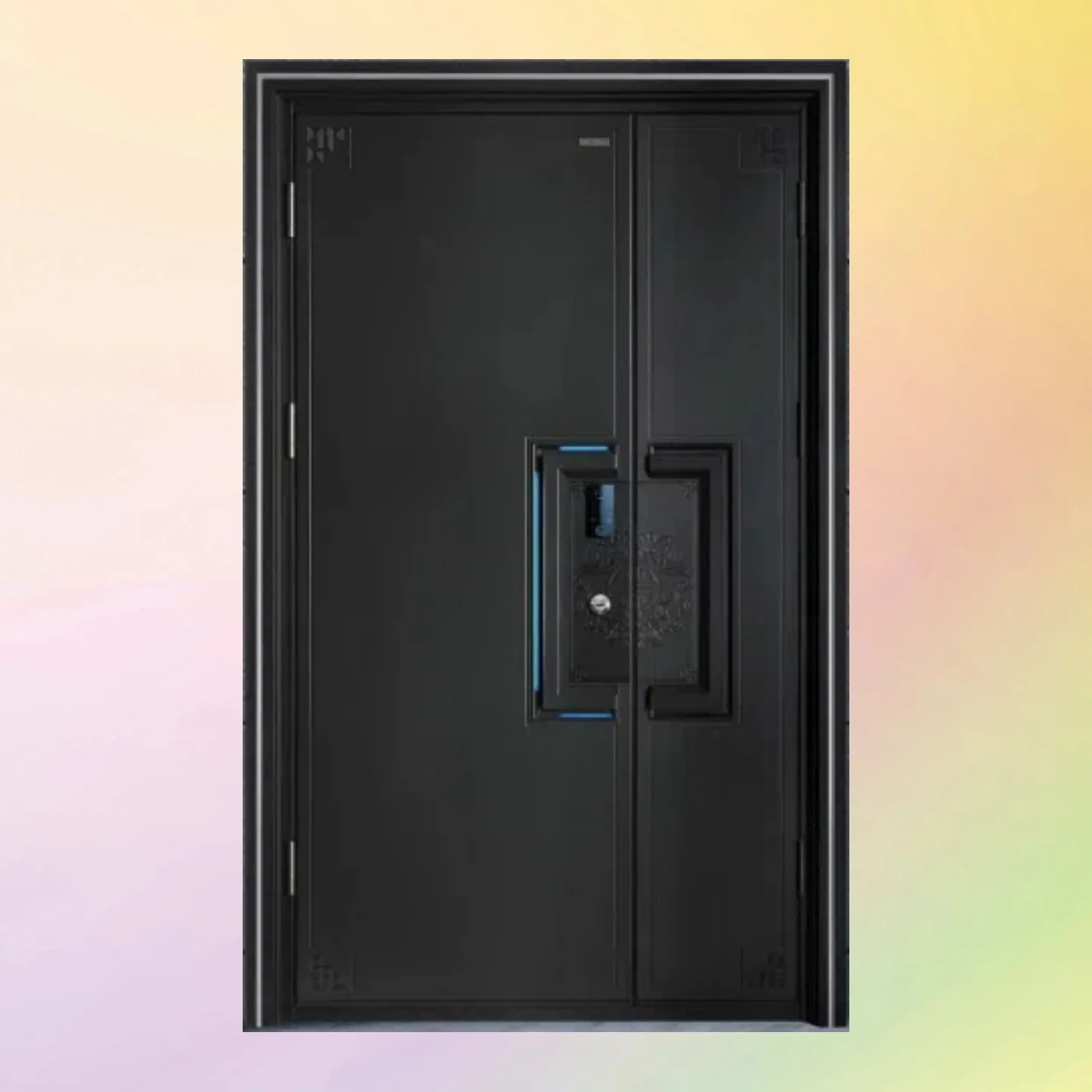 High-end villa door sliding sliding handle new Chinese light luxury carved cast aluminum door
