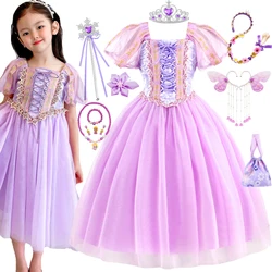 Girls Rapunzel Role Play Princess Dress Halloween Cosplay Costume Kids Birthday Christmas Carnival Masquerade Party Vestidos