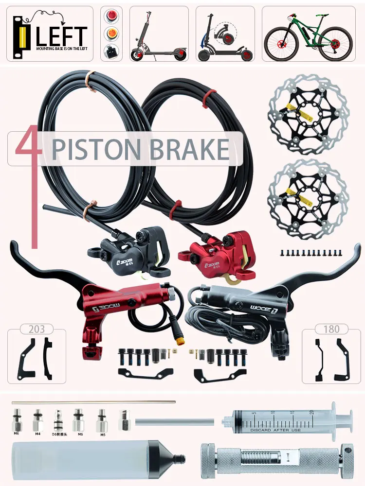 AliExpress nfox Zoom HB-876E 4-piston Left Disc Hydraulic Brake E-bike Folding Mountain Bike Bicycle Power Off 160 180 203 Roto Split Tube SM2A