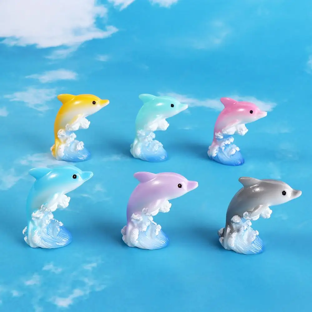 Decorative Ocean Series Seven Color Dolphin Simulation Resin Mini Dolphins Ornaments Cartoon Dolphins Micro Landscape Fish Tank
