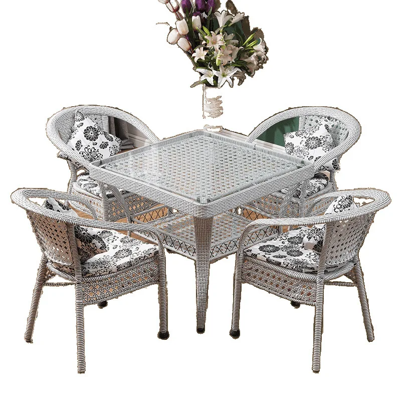 

Balcony tables and chairs, household, rattan chairs, three piece set, backrest, stool