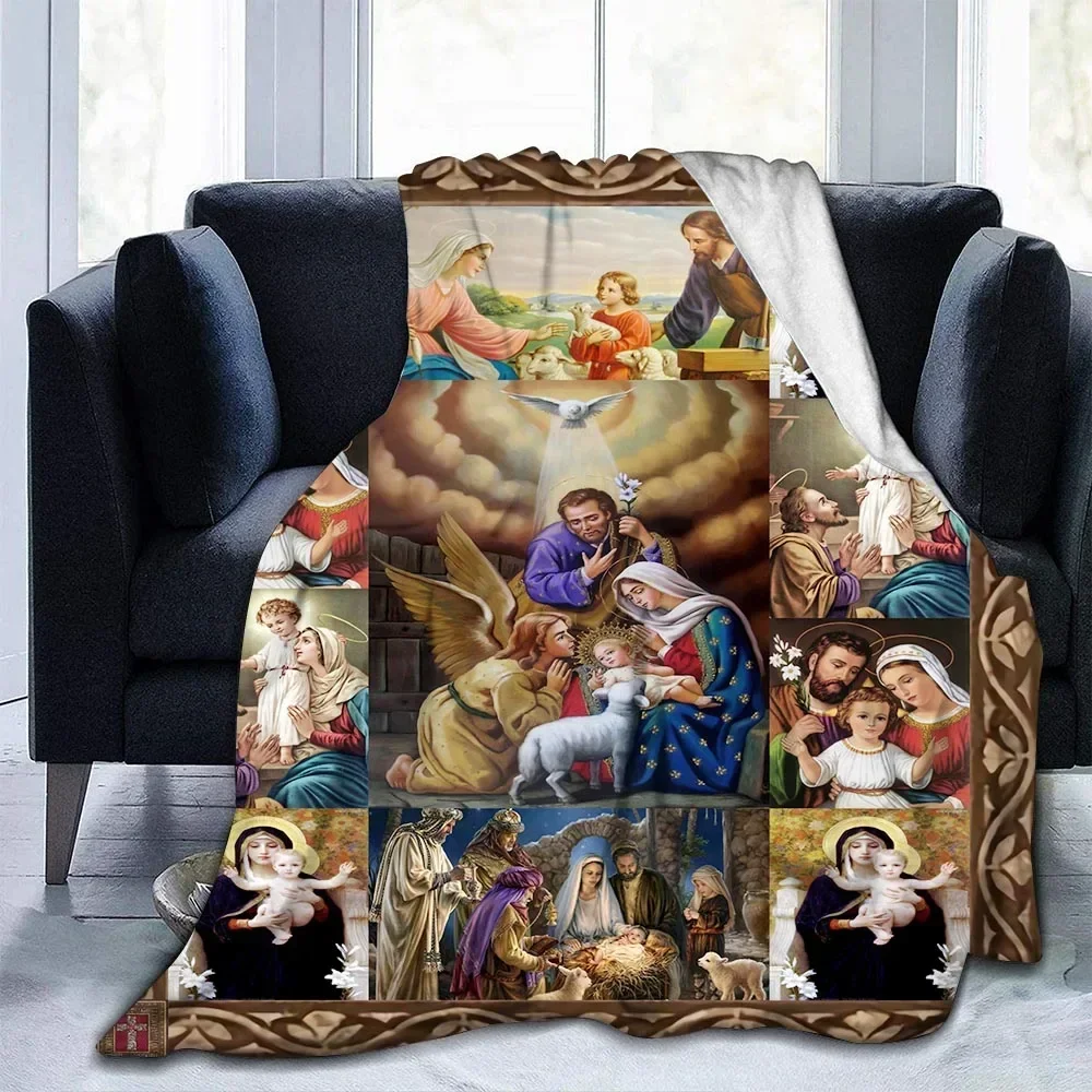 2026 Virgin Mary Flannel Blanket Fluffy Lightweight Throw Blanket Comforter Soft Warm Cozy Throw For Bedding Decor Bedroom For M