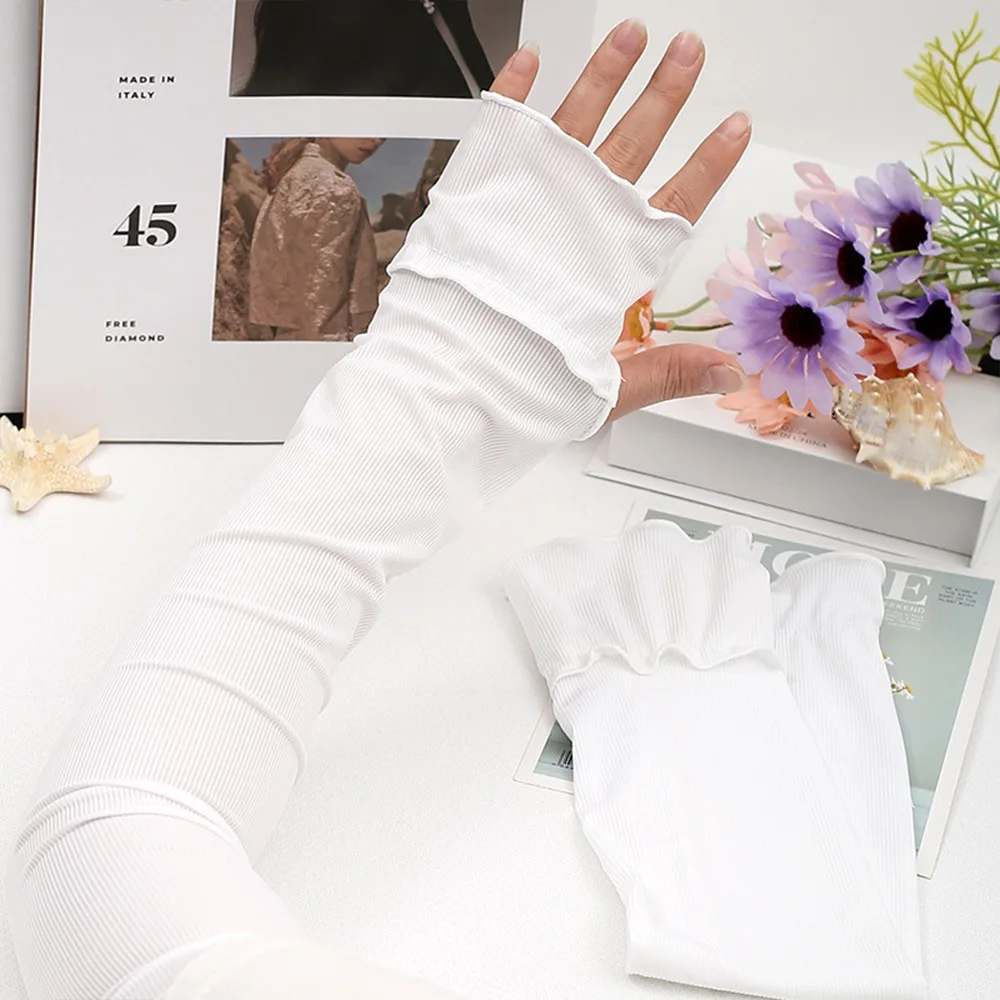 Comfortable Breathable Cooling Arm Sleeves UV Protection Ice Silk Sun Protection Sleeves Quick Dry Lightweight Sunscreen Sleeves