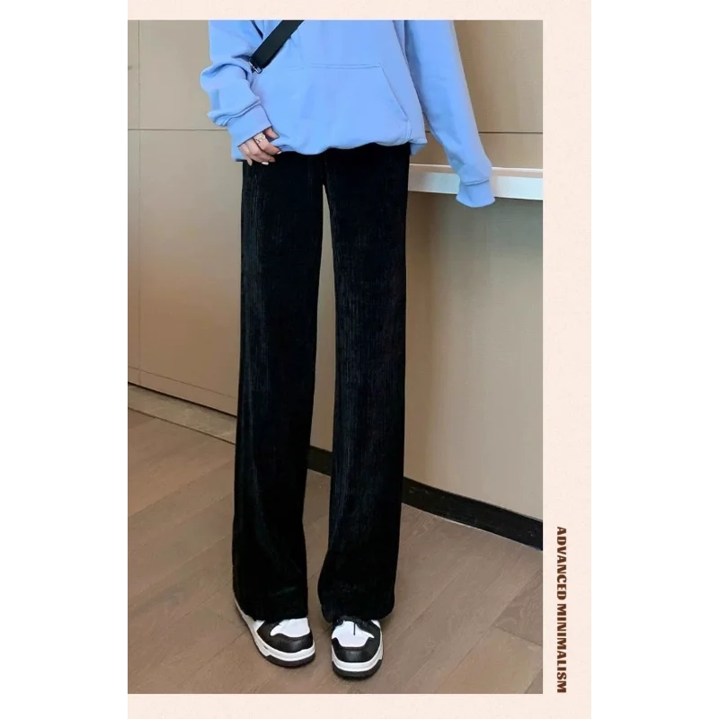 

Широкие брюки из синели, женские весенне-осенние брюки 2024, новые повседневные свободные брюки, универсальные спортивные брюки