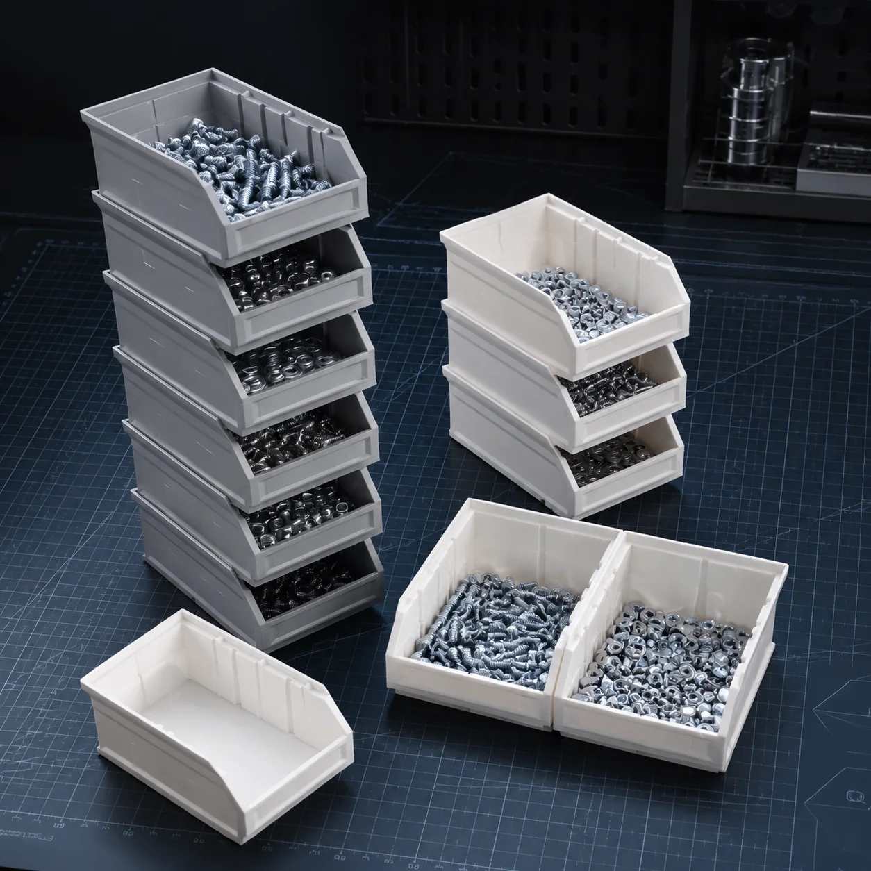 3/5PCS Stackable Slant Mouth Plastic Hardware Storage Box  Single Layer Organizer Bin for Screws Desk Warehouse Parts