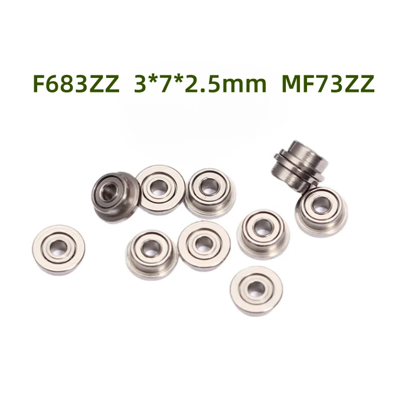 100pcs F683ZZ MF73ZZ 3*7*2.5mm miniature flange deep groove ball bearings 3x7x2.5 mm model bearing