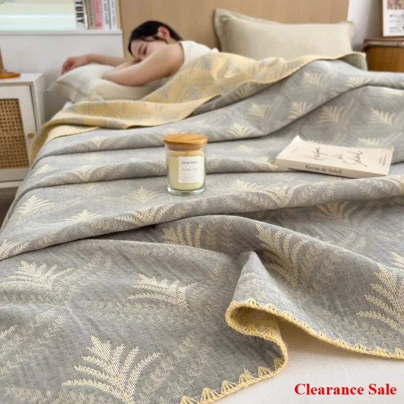 

Hot Sale cotton jacquard three-layer yarn wool towel quilt pure cotton lunch break blanket sofa cover blanket shawl blanket
