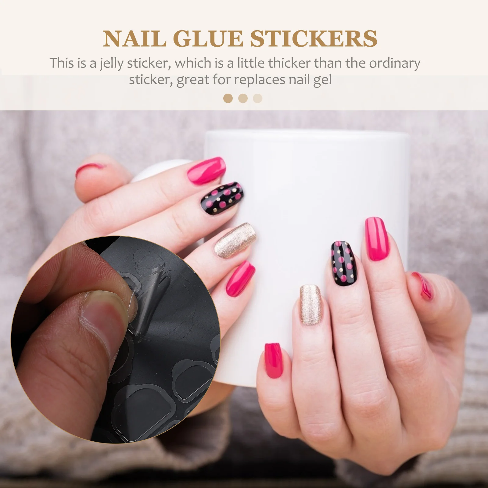 

20 Sheets Transparent Glue Sticker Jelly Adhesive Stickers False Nail Tips Double-Sided Nail Adhesive Tabs For Natural Fake