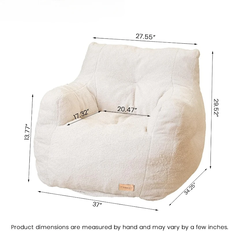 home.Bean Bag Chair with Filler,  Comfy Cozy BeanBag Chairs with Memory Foam for Dorm, Apartment, Living Room (White)