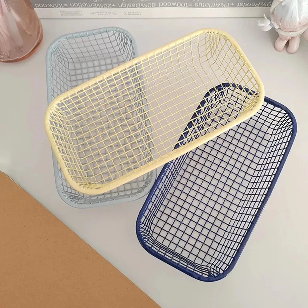 New Metal Storage Basket Mini simple Organizer Basket arrange INS Make Up Sorting Holder Desktop
