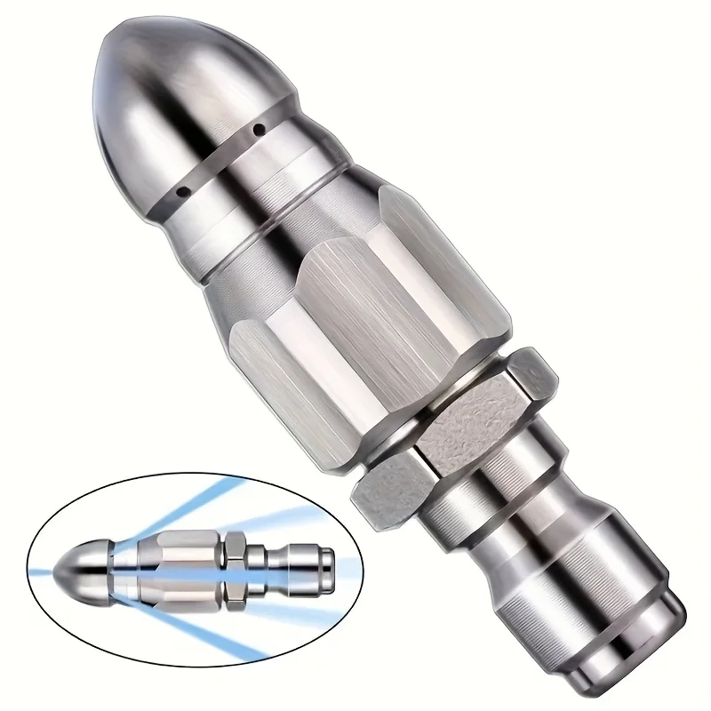 1Pc 5000PSI Stainless Water Jet Nozzle 1/4" Quick Connector 6 Patterns Drain Pipe Unblocking Tool Household Industrial Cleaner