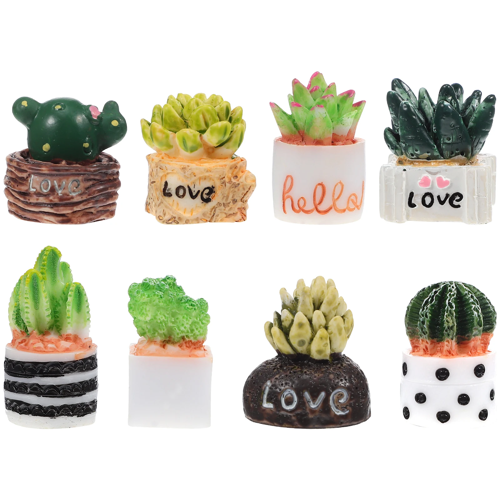 

8 Pcs Artificial Cactus Plants Mini Fake Potted Decor Resin Succulent Garden Dollhouse Accessories Plant Ornament
