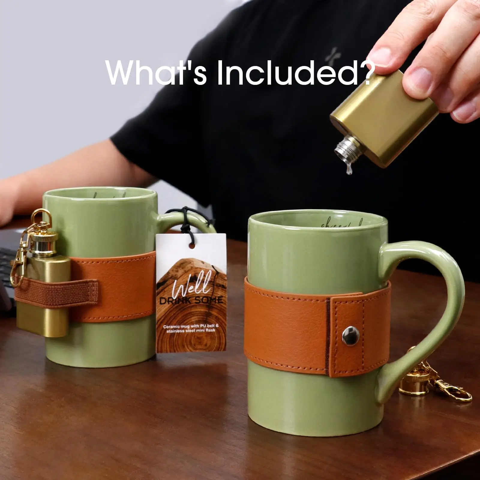 

Premium Creative Father's Day Gift Unique Coffee Set Retro Mini Whiskey Flask Mug Portable Gift For Camping Enthusiast Man
