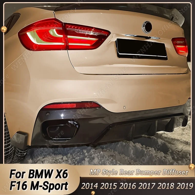 

MP Style Rear Bumper Diffuser Splitters Spoiler Lip For BMW X6 F16 M-Sport 2014-2019 Body Kit Gloss Black ABS Plastic Decoration