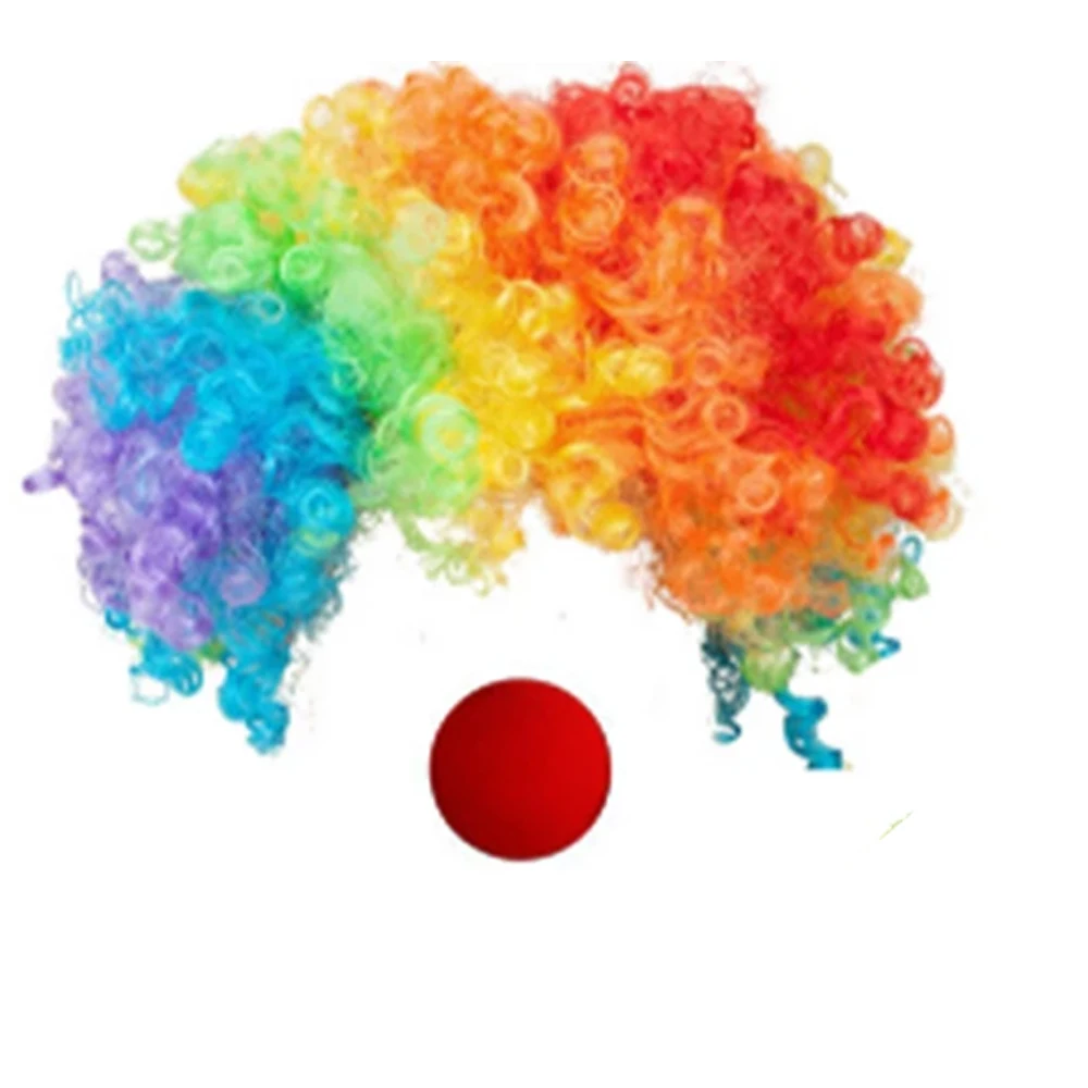 Carnival อีสเตอร์ Joker Curly วิกผมสั้น Wavy Curly ผมสายรุ้งระเบิดวิกผมสําหรับ Daily Party Headhair ผู้หญิงผู้ชายเด็กสวมวิกผม