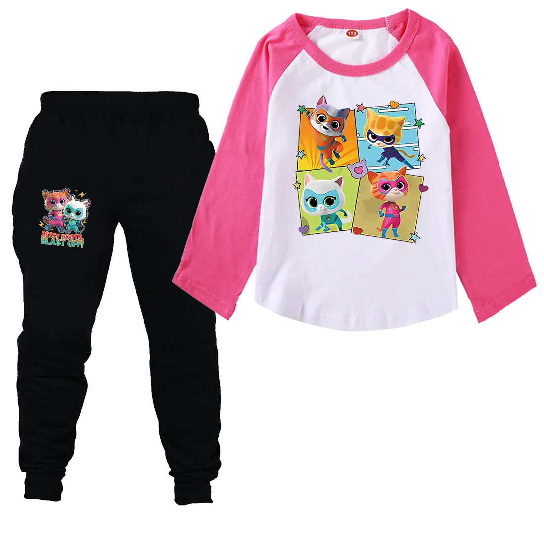 

Children Pajamas Boys Super Kitties Cartoon Tops+Pants Clothes Set Sleepwear Kids Nightwear For Girls Toddler Outfits Pyjama