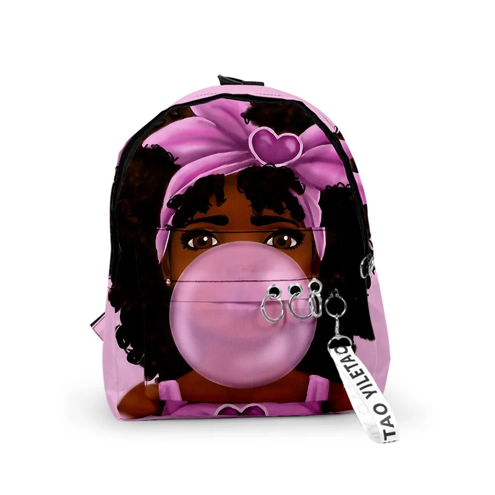 

Popular Trendy African Girl Backpacks Boys/Girls pupil School Bags 3D Print Keychains Oxford Waterproof Cute Small Backpacks