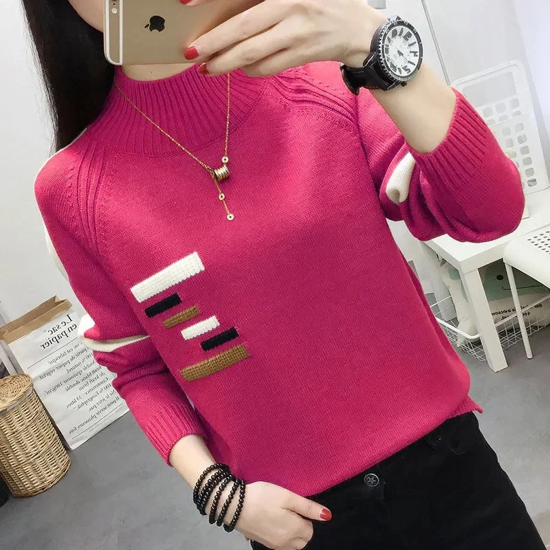 Elegant Solid Basic Knitted Tops Women Turtlneck Sweater Long Sleeve Casual Slim Pullover Korean Fashion Simple Chic Clothes