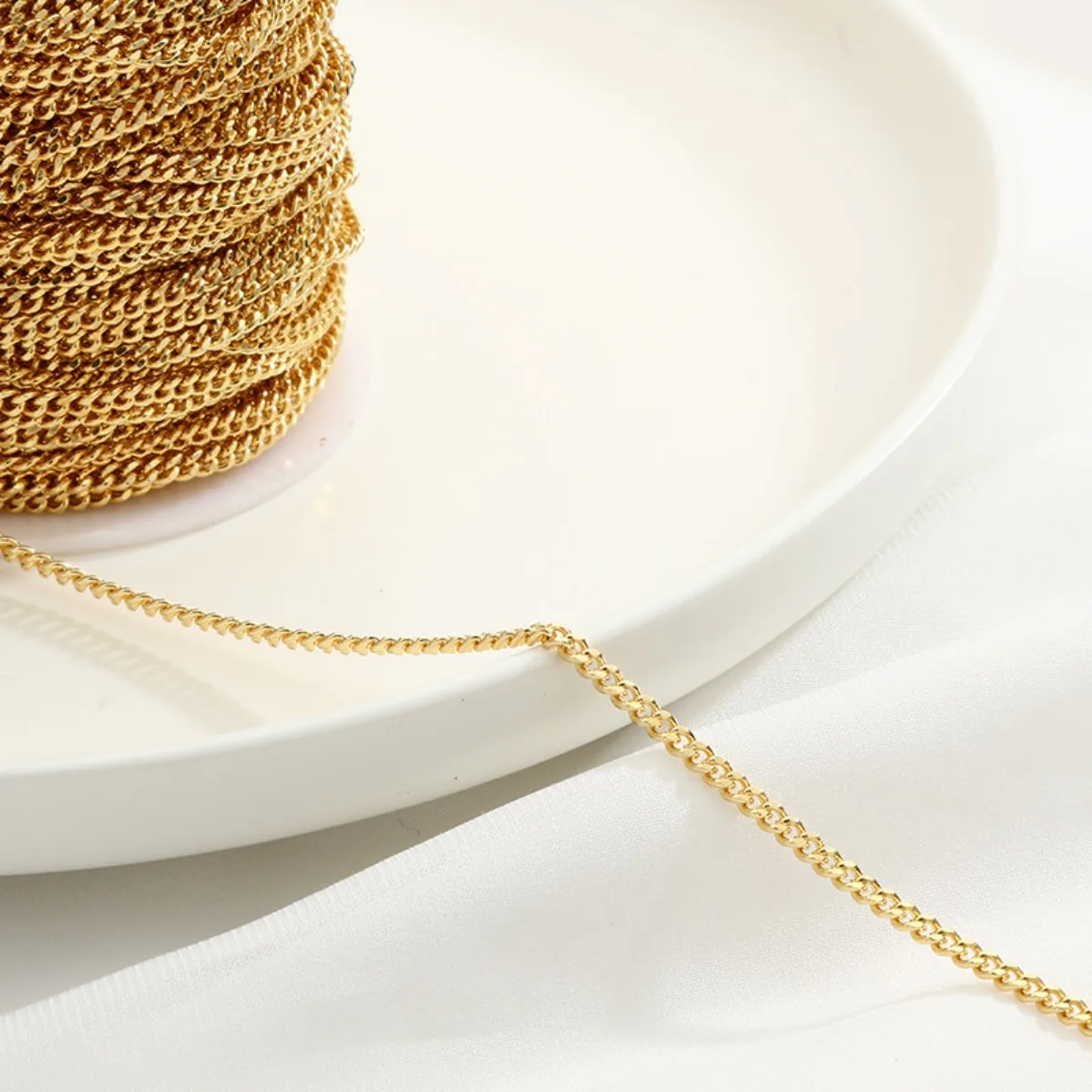 14K Gold Plated Color Side Cut & Wheat & Cross Chain Loose Extension Chain DIY Bracelet Necklace Jewelry Making Supplies