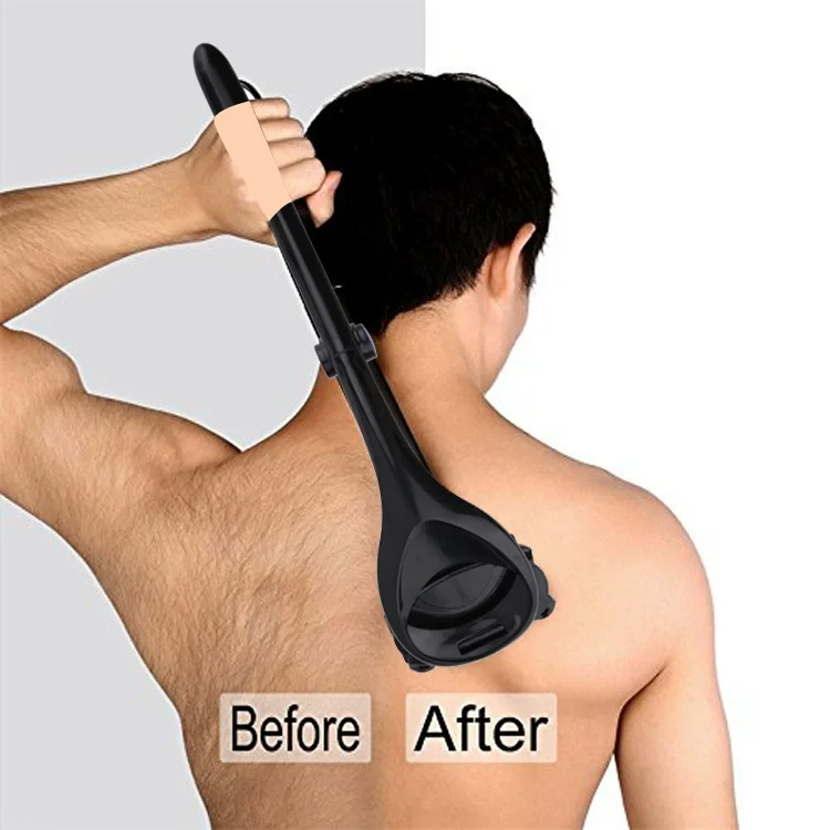 Painless Back Shaver Hair Remover 2 in 1 Facial Hair Trimmer Razor  Foldable Handle Back Hair Removal Men Body Groomer