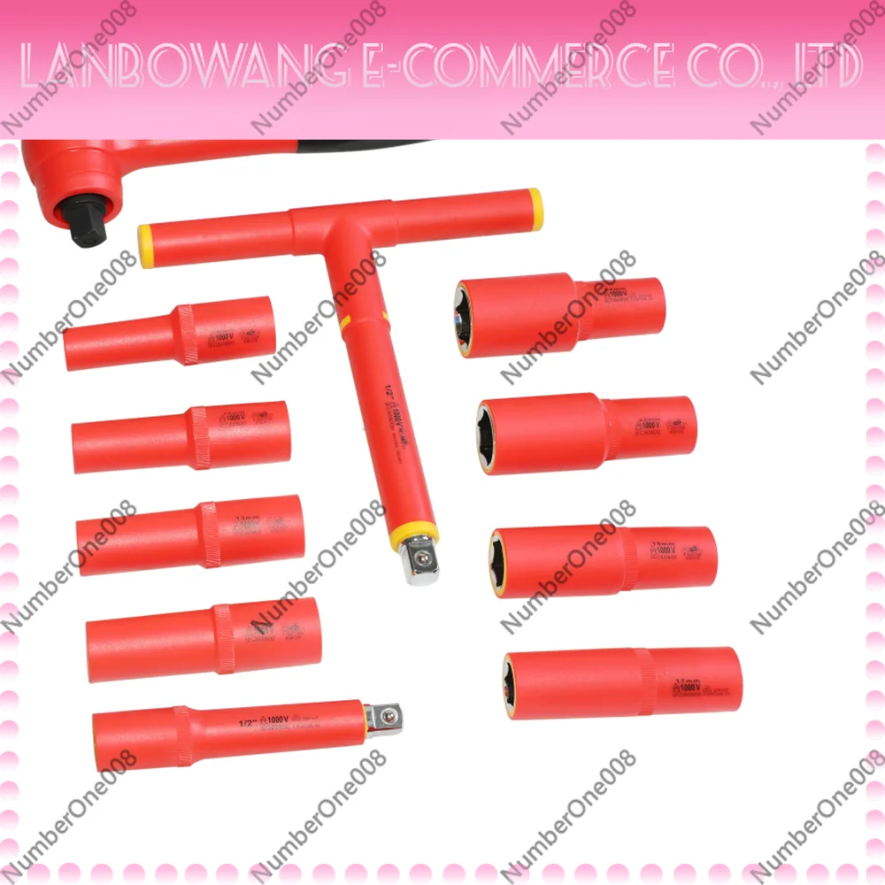 11 Pcs New Energy Insulated Socket Wrench 1000-Volt Insulated 1/2 in. Drive Deep Socket Set