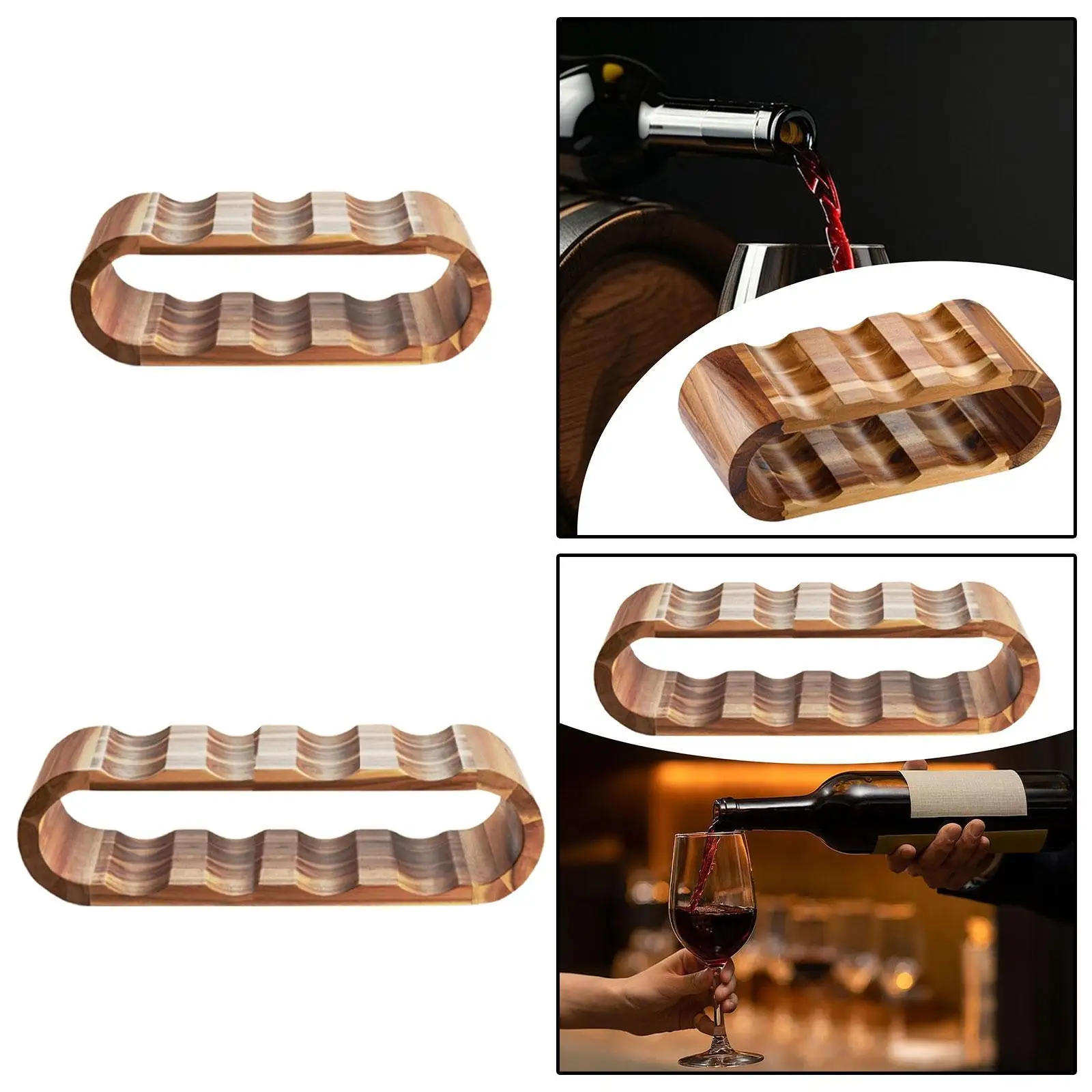 Wooden Wine Rack Tabletop Storage Shelf Space Saving Bottle Organizer Elegant Home Decor for Bar Cabinet and Dining Room