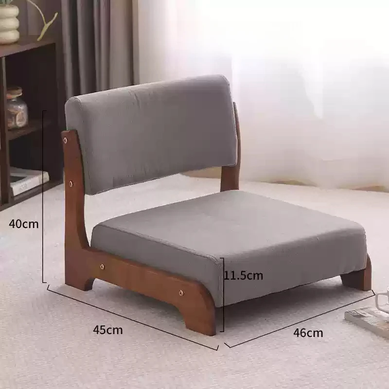Solid Wood Handcrafted Bay Window Chair Japanese Tatami Balcony Seat Compact Floor Recliner Backrest Furniture