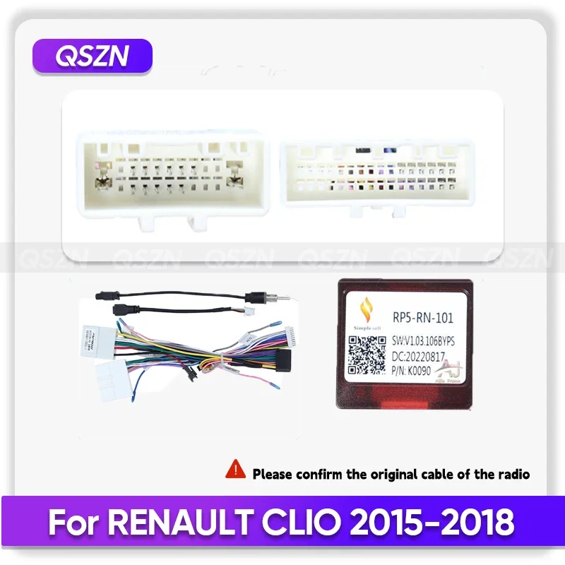 QSZN 10inch For RENAULT CLIO 2015-2018 Car Fascia Frame Adapter Stereo Panel Cover 16PIN 2 DIN Harness Wire Canbus Power Cable