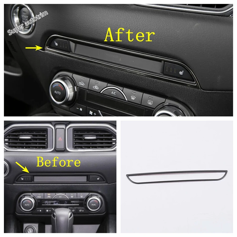 Rear Console Air Conditioner Vent Outlet Frame / CD Panel Cover Trim For Mazda CX-5 CX5 2017 - 2024 Stainless Steel Accessories